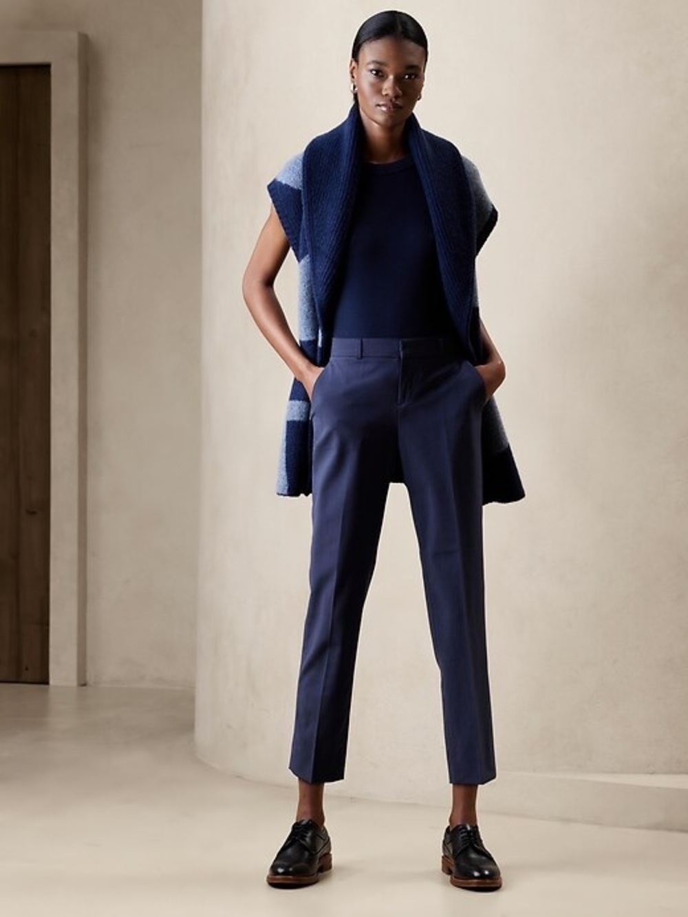 Banana Republic Navy Cropped Tailored Avery Ankle Pants